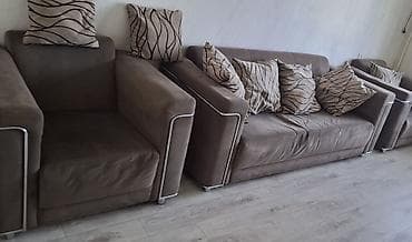 Дом и сад: Комплект мягкой мебели, Б/у, Самовывоз, цвет - Коричневый — 3