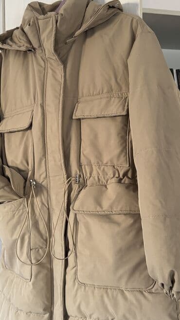 tech fleese: Куртка, цвет бежевый (песочный). - Длина: ниже колена (примерно миди) — 5