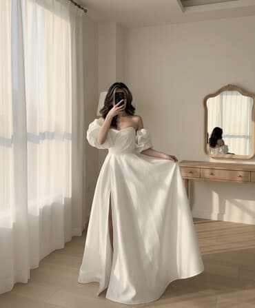 свадебные платья в бишкеке цены на прокат: Шикарное платье белого цвета - Длинное струящееся платье в пол из — 1