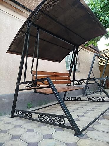 кованные скамейки: Садовые качели Металл, Со спинкой, С крышей — 1