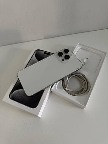 iphone 128: IPhone 15 Pro Max, Б/у, 256 ГБ, White Titanium, Чехол, Кабель, Коробка, 80 % — 1