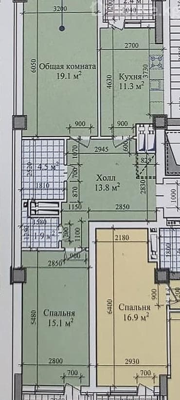 flat kant: 2 комнаты, 72 м², Элитка, 2 этаж, Готовая ПСО (под самоотделку) — 5