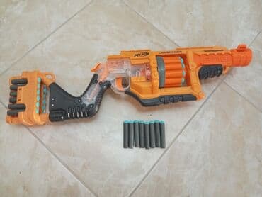 пистолет стреляет орбизами: Бластер NERF Doomlands Lawbringer - Механический револьверный бластер — 1