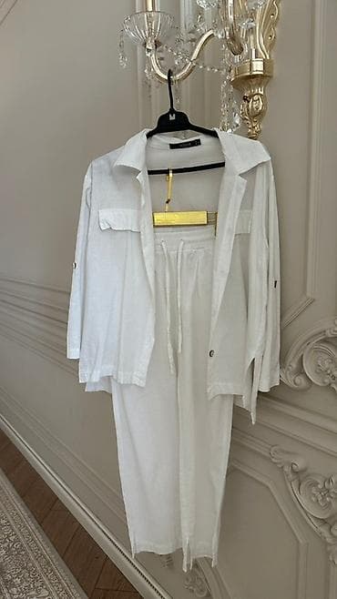 новорожденный одежда: Брючный костюм, Прямые, Рубашка, Лен, Лето — 2