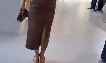 Плащтар, тренчтер: Юбка, Юбканын модели: Түз, Миди, Табигый булгаары, Бели өйдө — 1