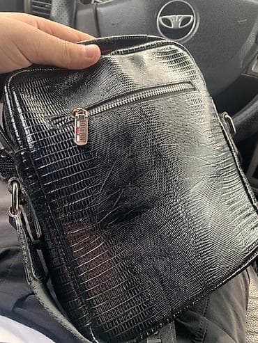 мода: Мужская наплечная сумка через плечо - Материал: глянцевая эко‑кожа с — 2