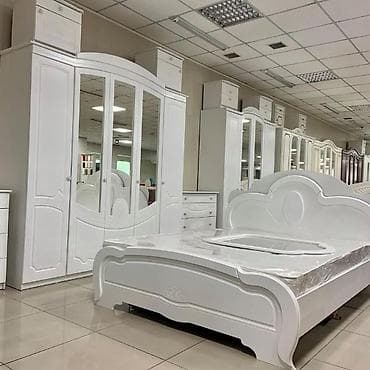 Эмерек гарнитурлары: Уктоочу бөлмө гарнитуру, Колдонулган, Эки кишилик керебет, Турция, Жыгач, Акылуу жеткирүү, түсү - Ак — 1