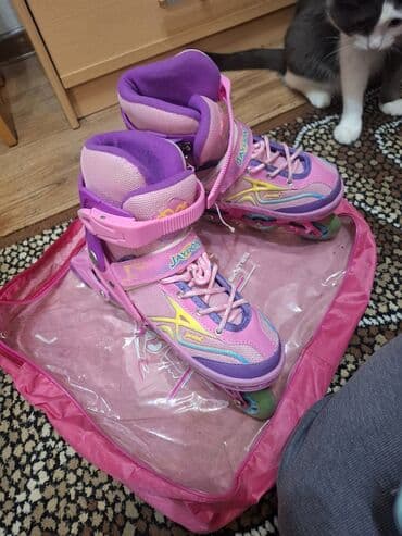 dji дроны: Детские роликовые коньки JAYDON, розово‑сиреневые - Тип: инлайн (4 — 9