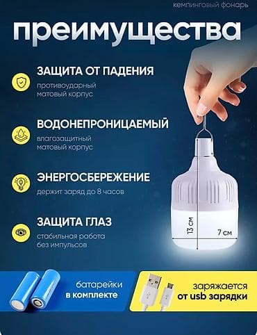 кемпинговый фонарь: Светодиодная лампочка на крючке с зарядкой от USB - это удобное и — 4