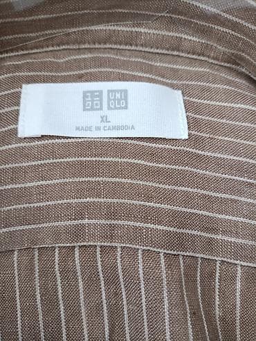 рубашка льняная: Мужская рубашка, XL, Uniqlo, Новый, цвет - Коричневый, Платная доставка — 6