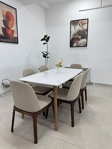 dinner table: Кухонный стол и стул, цвет - Белый — 3