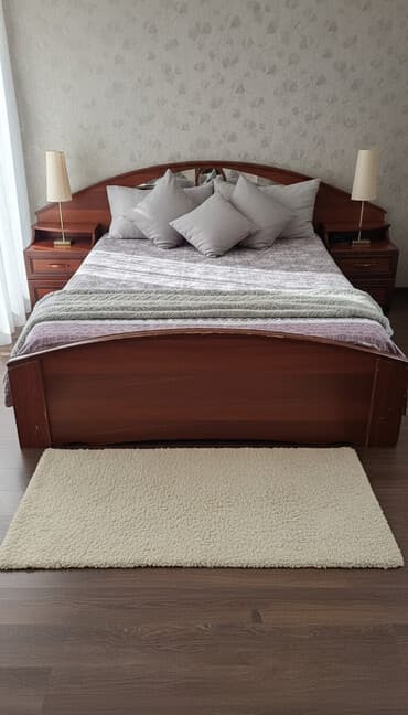маке: Спальный гарнитур, Б/у, Двуспальная кровать, Турция, Дерево, Самовывоз, цвет - Коричневый — 1