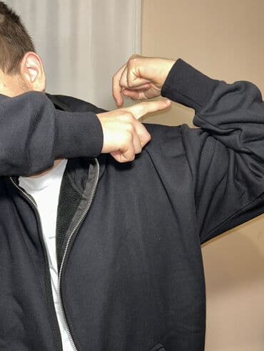 брендовые мужские спортивные костюмы из турции: Толстовка с капюшоном на молнии, темно‑синяя. - Полная молния спереди — 3