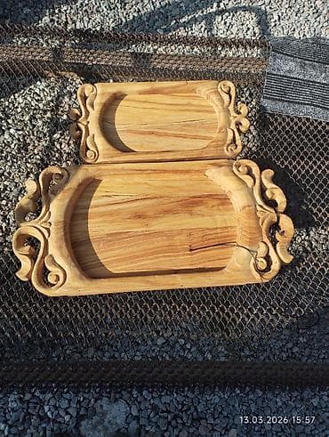 Другие товары для кухни: Набор резных деревянных подносов (2 шт.) - Материал: массив дерева с — 1