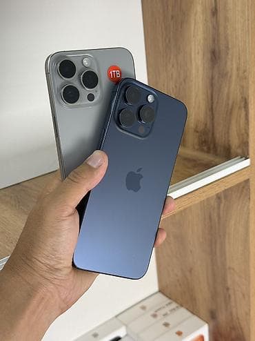 IPhone 15 Pro Max, Б/у, 1 ТБ, Natural Titanium, Защитное стекло, Чехол, Кабель