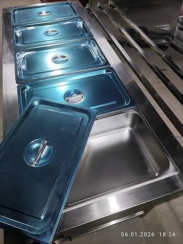 Кафелер, ресторандар үчүн: Электрическая мармита (линия раздачи) из нержавеющей стали на 5 — 4