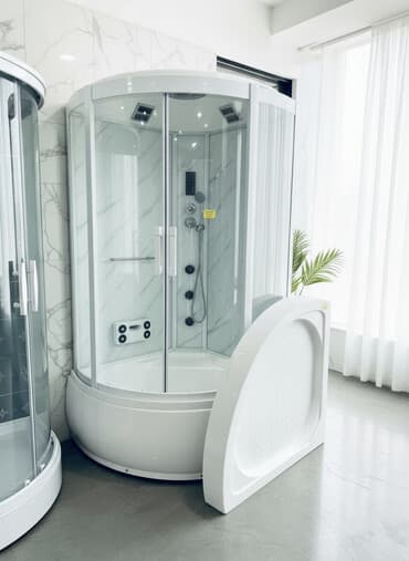 аквариум с тумбой: Душевая кабина Круглая, Размер: 110 x 110 см, Высота поддона: 215 см,Покрытие: Прозрачный — 1