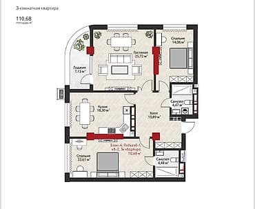 seven development: Элитка, 3 комнаты, 110 м² — 4