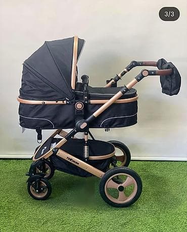 коляска текнум 2 в 1: Коляска, цвет - Черный, Б/у — 2