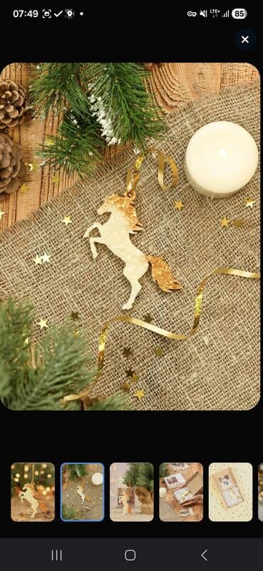 новогодный форма: Елочная игрушка Лошадь на дыбах белая с золотой гривой символ 2026 — 4