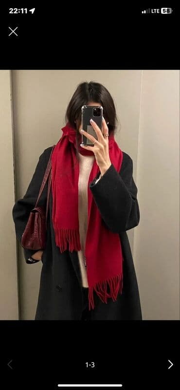 американский бушлат: Красный шарф трендовый подарок💕 Утеплённая куртка-пилот из — 2