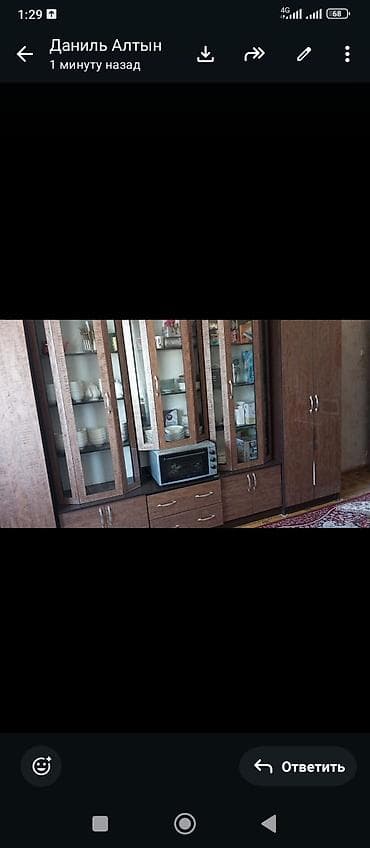 шкаф кийим учун: Дубал шкаф, Дубал шкаф түрү: Модулдуу, Үй, конок бөлмөсү үчүн, Өзгөчөлүктөрү: Тамак-аш идишин сактоо үчүн — 1