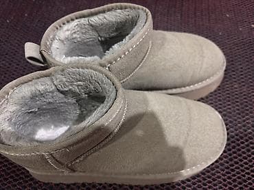 обувь америка: Утеплённые короткие угги/ботинки-дутики цвета бежевый/хаки. - Верх — 2