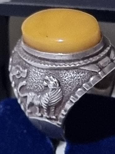 алтын сойко бу: Кольцо, Печатка, Проба 925, Мужские, Янтарь, Новый — 1