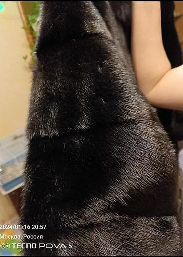 ич кийим: Шуба из норки, цвет — глубокий черный (блэк-браун). - Длина: миди — 1