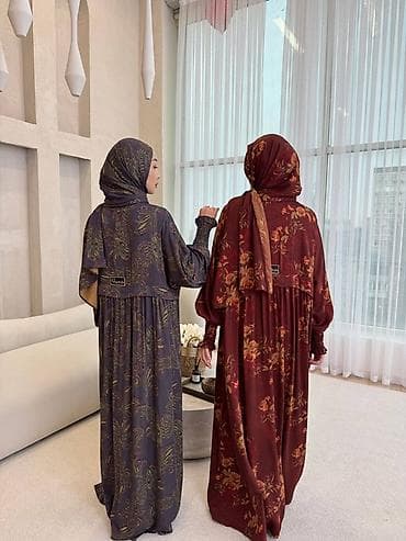 Кофты, свитеры: Женские комплекты для намаза с хиджабом - Длина макси, свободный крой — 1