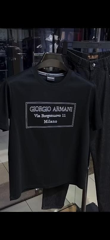 футболка фирменная: Мужская футболка, 3XL, Armani, Новый, цвет - Черный, Платная доставка — 2