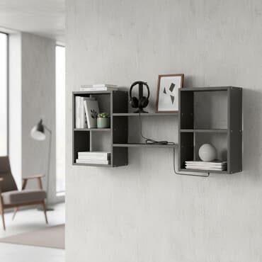 Буфеты: Полка навесная P001 (Графит) Большая и стильная настенная полка для — 1