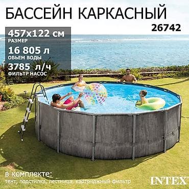 Каркасный бассейн Intex 26742 Grey Wood Prism Frame Premium - Форма