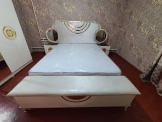 бу наборы ключей: Уктоочу бөлмө гарнитуру, Колдонулган, Эки кишилик керебет, Шкаф, Комод, Кыргызстан, ДСП, Акысыз жеткирүү, түсү - Саргыч боз — 2