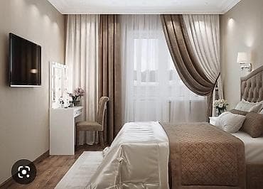 Жууркандар жана пледдер: Шторалар комплекти, Атлас, Комплектте тюлу бар, Буюртмага жасоо, Уктоочу бөлмө үчүн — 3