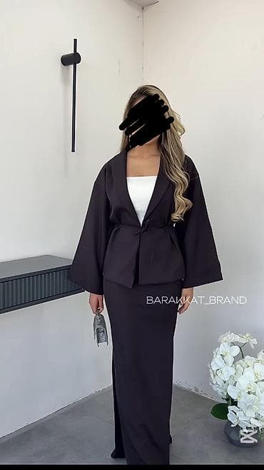 Костюм с юбкой, Модель юбки: Годе, Макси, Пиджак, M