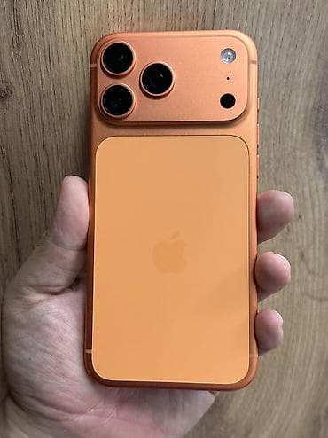 poco m: IPhone 17 Pro Max, Б/у, 256 ГБ, Оранжевый, Защитное стекло, Чехол, 95 % — 1