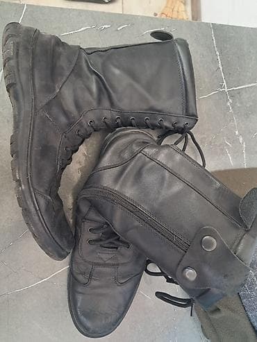 ботинки тактические: Высокие черные тактические/военные берцы - Материал: натуральная кожа — 1