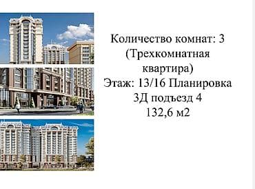 Продажа квартир: 3 комнаты, 132 м², Элитка, 13 этаж, Готовая ПСО (под самоотделку) — 7