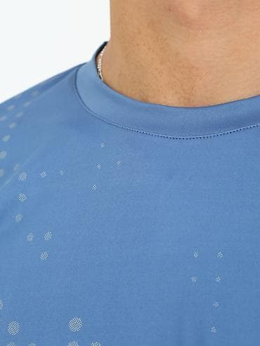 Мужская спортивная футболка adidas - Цвет: голубой с белыми вставками — 8