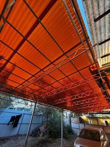 Уголь: Навес, Арочный, Металл, Поликарбонат, Установка — 1