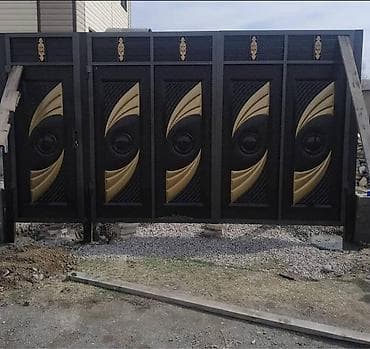 Металлические распашные ворота с декоративными панелями - Материал — 1