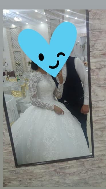 фата на девичник: Свадебное платье, XS, Закрытое, Рукава прозрачные, С корсетом, Пышное, Китай, Цветочные элементы, Кружево, Стразы, Б/у — 3