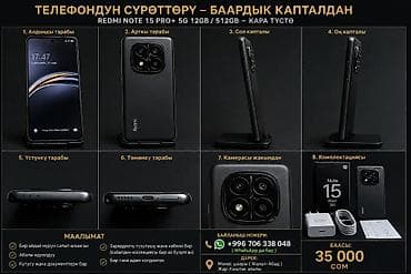 pro: Redmi, Redmi Note 15 Pro Plus, Б/у, 512 ГБ, цвет - Черный, 1 SIM, 2 SIM, eSIM — 4