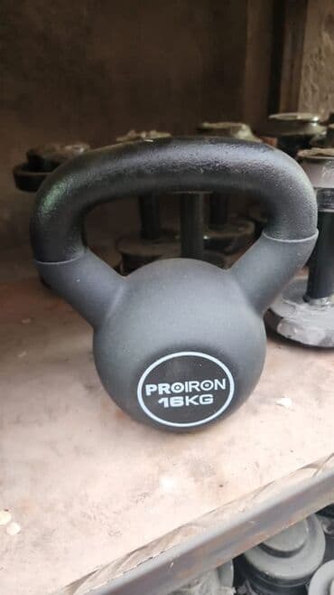 настольные теннисные ракетки: Гиря PROIRON 16 кг - Классическая форма с широкой удобной рукояткой — 1