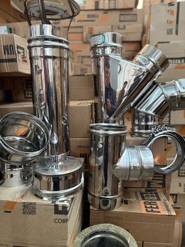 нерживейка: Дымоход для твёрдотопливного котла, Материал: Нержавейка, Конструкция: Сэндвич, Диаметр: 150 мм, Новый — 7