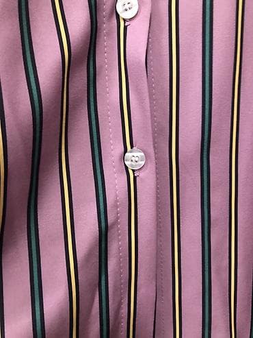 Эркектер кийими: Рубашка в полоску с длинными рукавами - Цвет: лиловый с вертикальными — 2