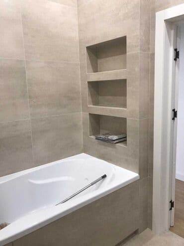 ковры для ванн: Дубалдарды коюу үчүн даярдоо, Дубалдарды грунттоо үчүн даярдоо, Плиткаларды кесүү | Карапа плиткасы, Керамогранит плиткасы, Мозаика плиткасы | Тикелей төшөө, Диагоналдуу төшөө, Горизонталдуу төшөө 6 жылдан ашык тажрыйба — 19