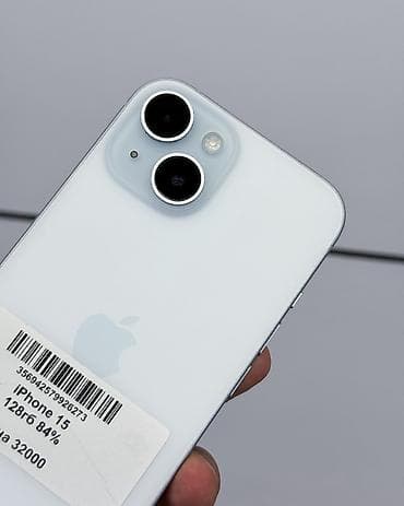 iphone 13 max: IPhone 15, Б/у, 128 ГБ, Голубой, Защитное стекло, Чехол, В рассрочку, 84 % — 3