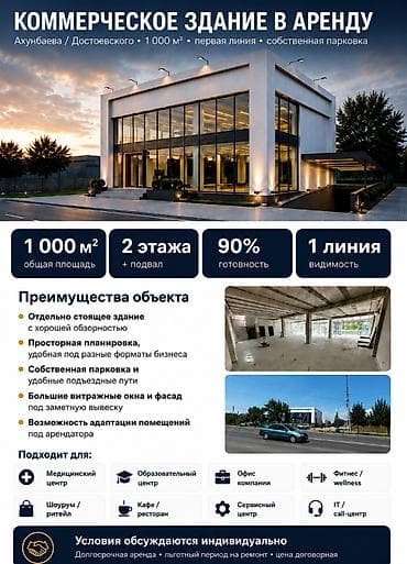СДАЕТСЯ В АРЕНДУ ПРЕМИАЛЬНОЕ КОММЕРЧЕСКОЕ ЗДАНИЕ 📍 Ахунбаева /